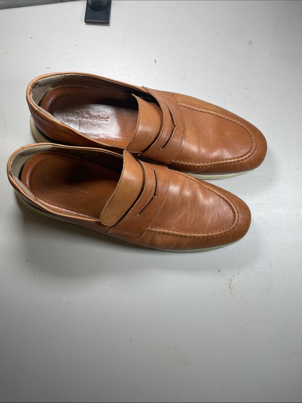 Men's Leather Penny Loafers in Light Brown